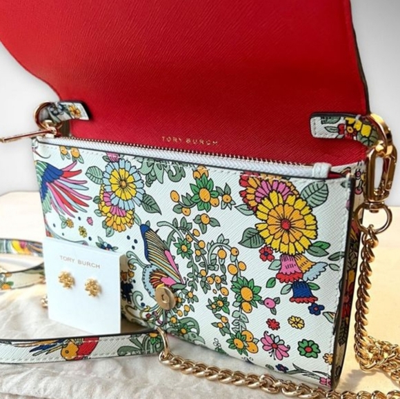 🎀NWT Authentic RARE Tory Burch Emerson Printed Chain Crossbody & 18k Gold Kira. - Picture 7 of 12